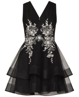 BCBGMAXAZRIA Floral-Embroidered Tulle Dress - Macy's