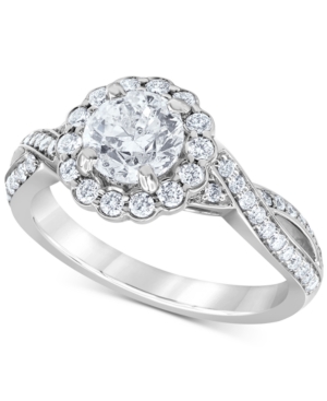 image of Diamond Halo Twist Engagement Ring (1-3/4 ct. t.w.) in 14k White Gold