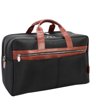 Mcklein Wellington 21" Two-tone Dual-compartment Laptop Tablet Carry-all Duffel In Black