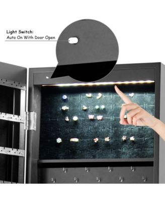 LED Jewelry Cabinet Organizer Bevel Edge Mirrored Standing