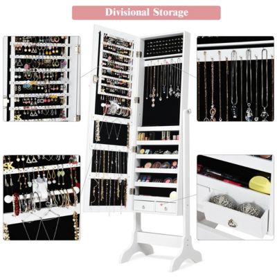 Mirrored Jewelry Cabinet Storage Organizer  Box Drawers