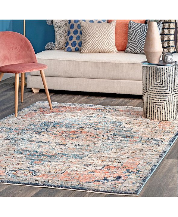nuLoom Delicate Celeste Persian VintageInspired Multi 5'3" x 7'3" Area