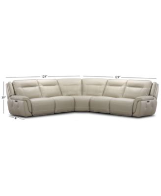 Lenardo 5-Pc. Leather Sectional with 2 Power Motion Recliners, Created for Macy's