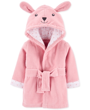 Carter's Baby Girls Hooded Cotton Bunny Bathrobe In Pink