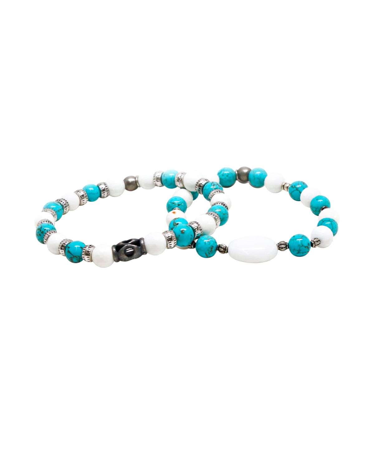 Turquoise and Howlite Beaded Elastic Bracelet, Pack of 2 - Multi