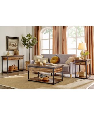 Claremont Rustic Wood End Table with Drawer and Low Shelf