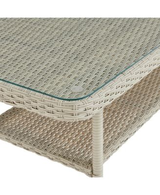 Windham All-Weather Wicker Outdoor Cocktail Table with Glass Top