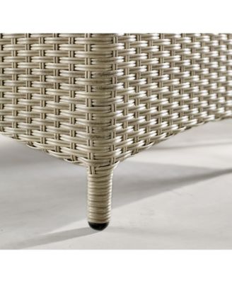 Haven All-Weather Wicker Set Outdoor Recliners with Ottomans and Round Glass Top Accent Table