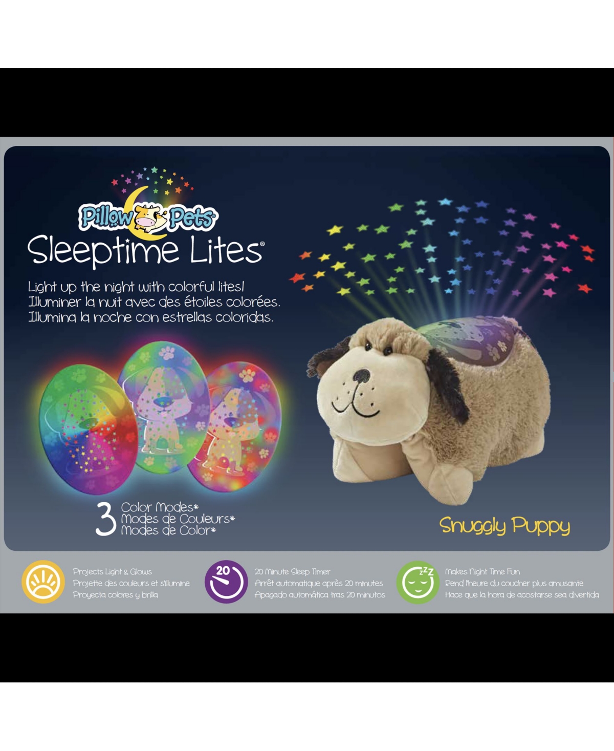 Shop Pillow Pets Signature Snuggly Puppy Sleeptime Lite Plush Toy In Brown