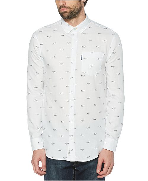 Original Penguin Men S Glasses Print Long Sleeve Button Down Shirt