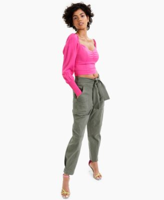 Bar III - Sweetheart Balloon-Sleeve Top