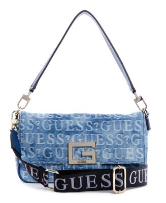 Denim embossed clearance clutch guess