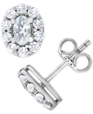 image of Diamond Oval Halo Stud Earrings (1 ct. t.w.) in 14k White Gold