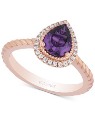 Enchanted Disney Fine Jewelry - Amethyst (7/8 ct. t.w.) & Diamond (1/8 ct. t.w.) Ariel Ring in 14k Rose Gold