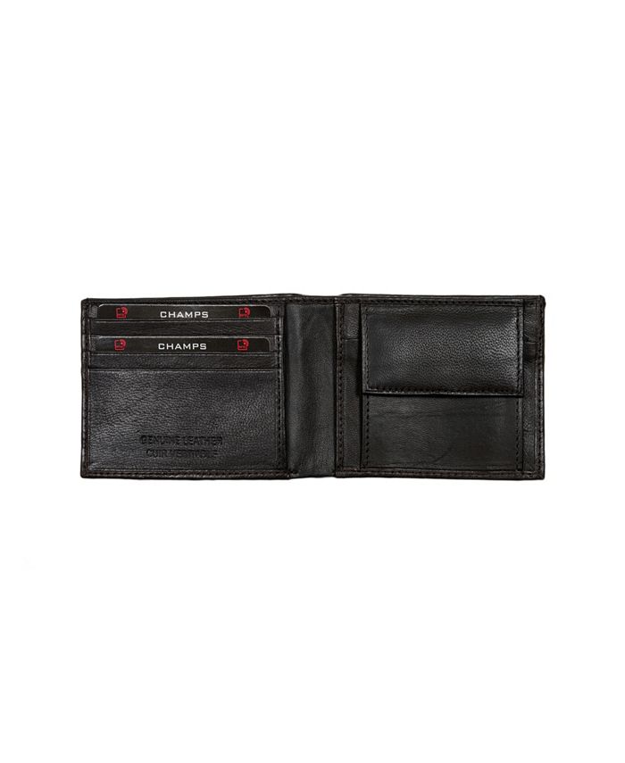 CHAMPS Men's Genuine Leather RFID Blocking Wallet with Gusset Coin ...