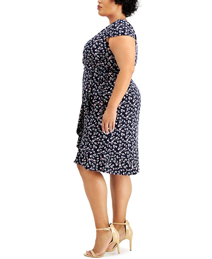 Jessica Howard Plus Size Ruffled Faux-Wrap Dress - Macy's
