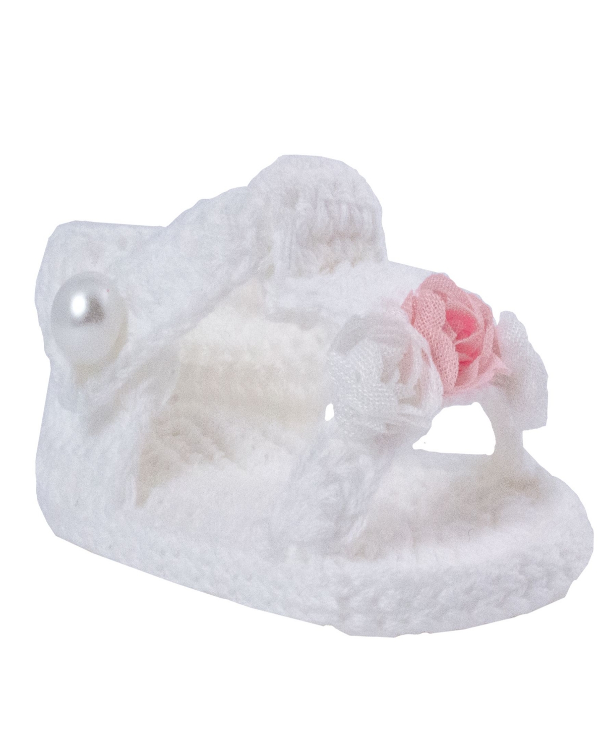 Baby Deer Baby Girls Crochet T-strap Sandal With Flowers In White