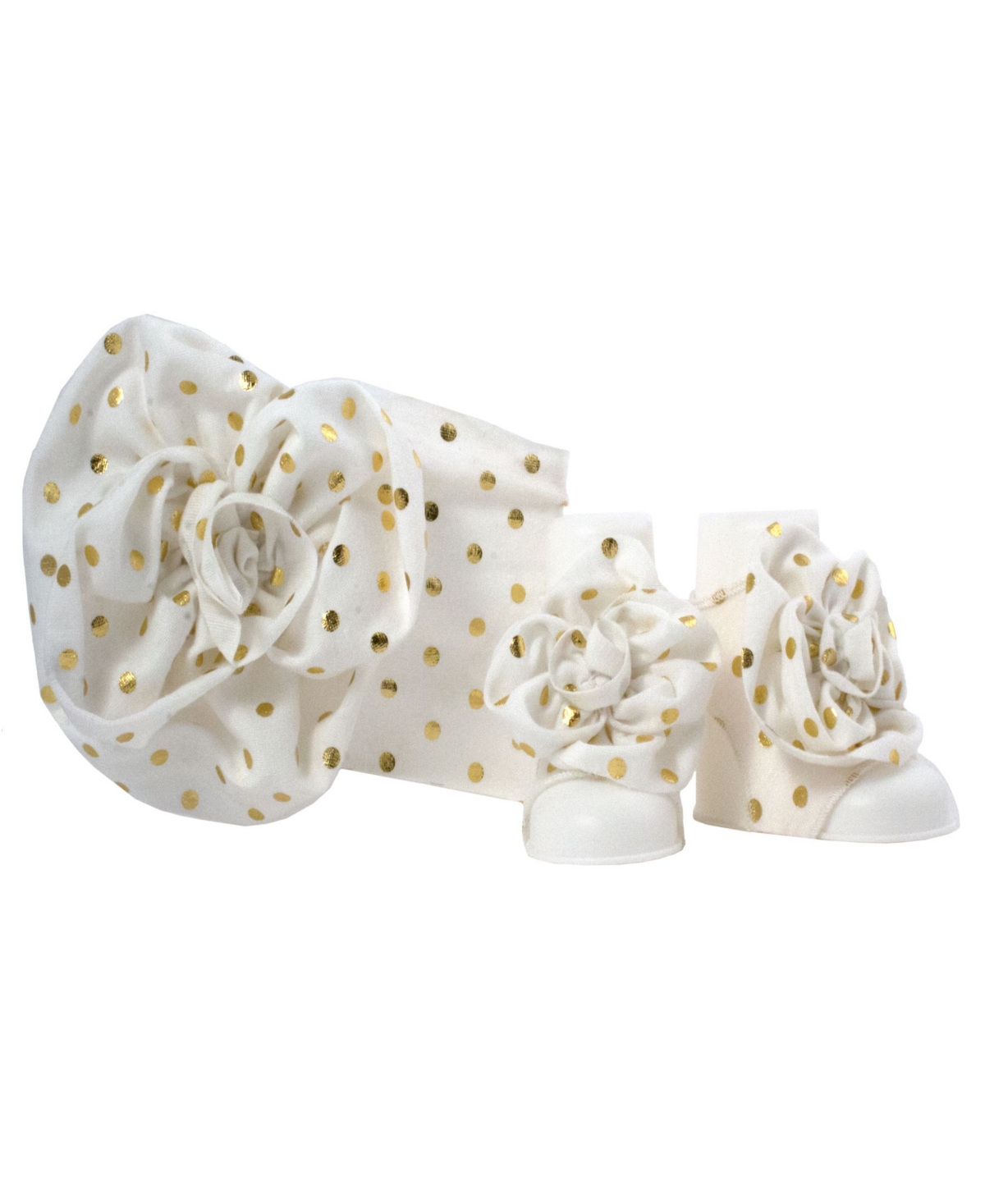 Baby Deer Baby Girls With Polka Dot Headband And Peep Toe Gift Set In White