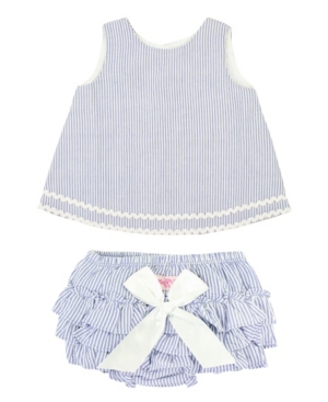 RuffleButts Baby Girl Short Sleeve Swing Top and Ruffle Bloomer Set