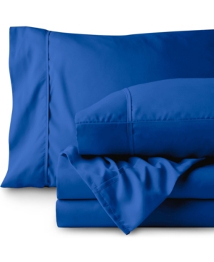 Bare Home Double Brushed Sheet Set, Split King In Royal Blue