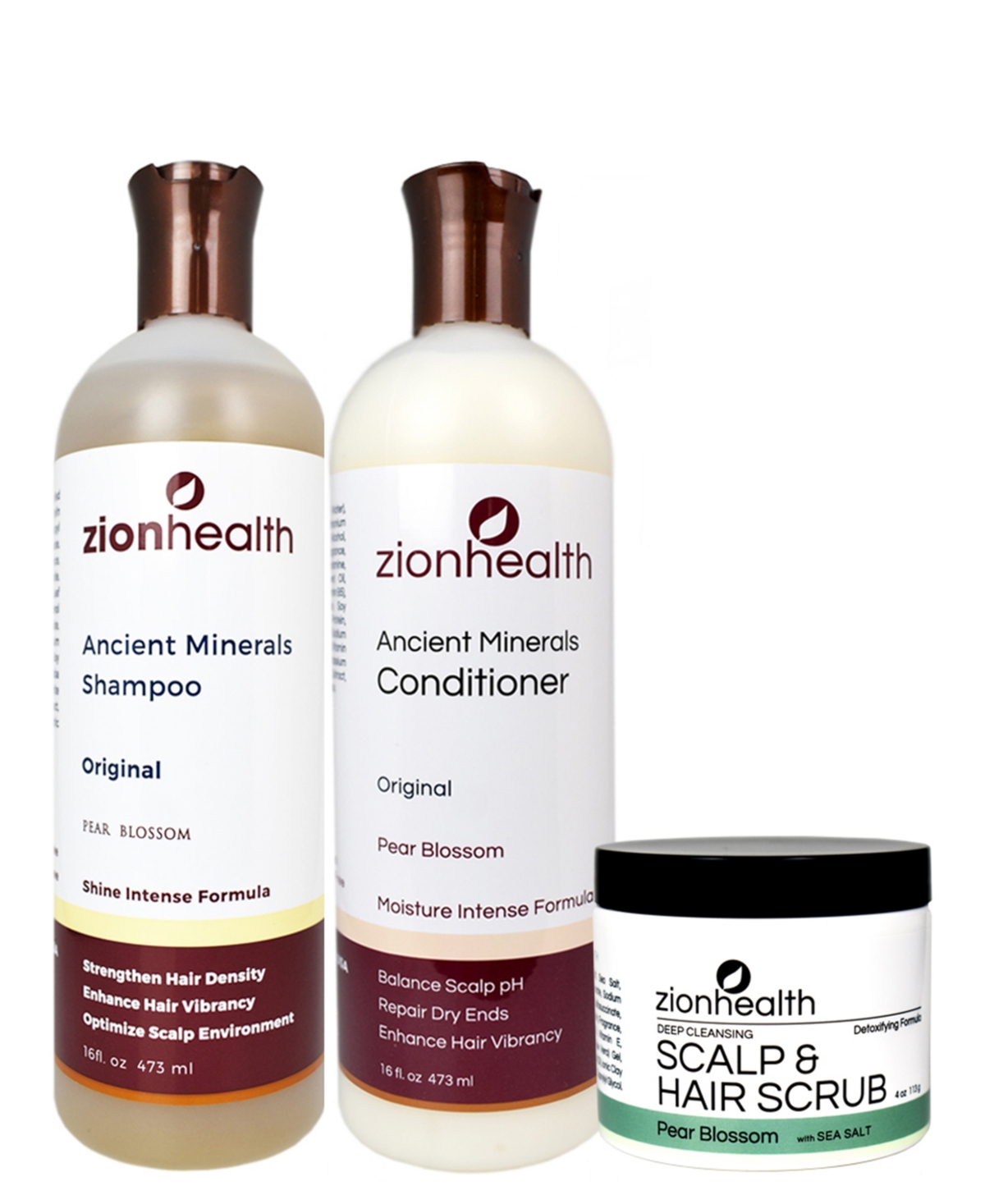 Nourishing Summer Hair Bundle Pear Blossom Shampoo 16 oz + Pear Blossom Conditioner 16 oz + Pear Blossom Scalp Hair Scrub 4 oz