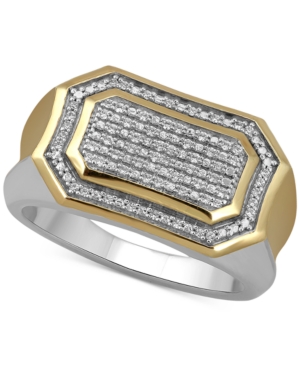 image of Men-s Diamond Pave Cluster Ring (1/5 ct. t.w.) in Sterling Silver & 18k Gold-Plate