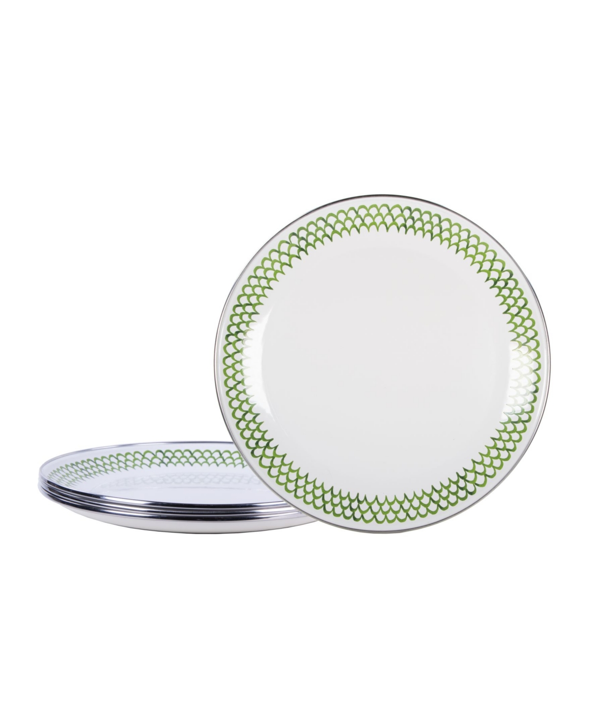 Golden Rabbit Scallop Enamelware Dinner Plates, Set of 4