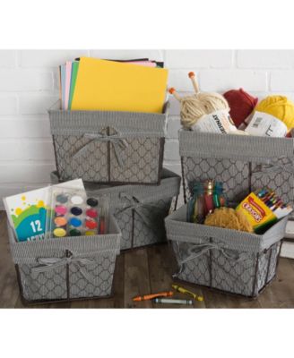 Vintage-like Chicken Wire Ticking Stripe Liner Set of 5