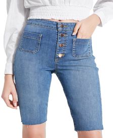 Button-Fly Denim Bermuda Shorts