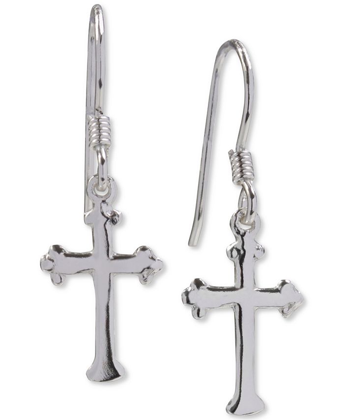 Giani Bernini Cross Drop Earrings in Sterling Silver, Created for Macy ...