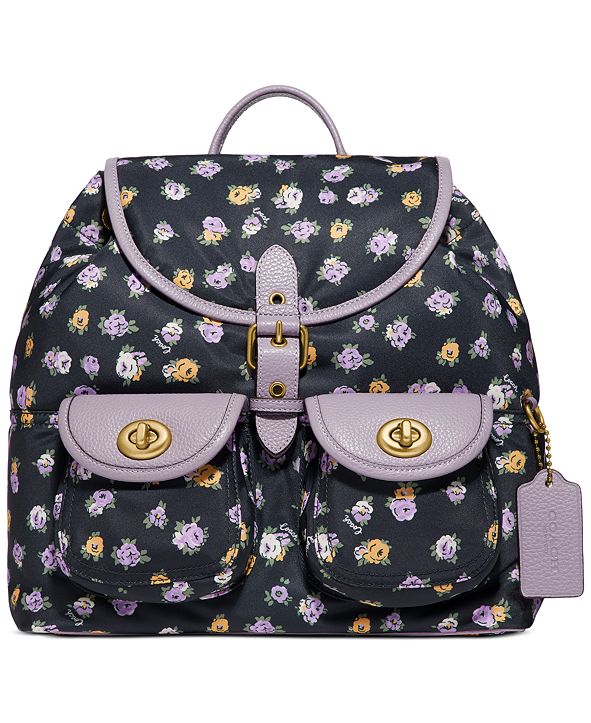 COACH Vintage Rose Print Nylon Cargo Backpack & Reviews Handbags