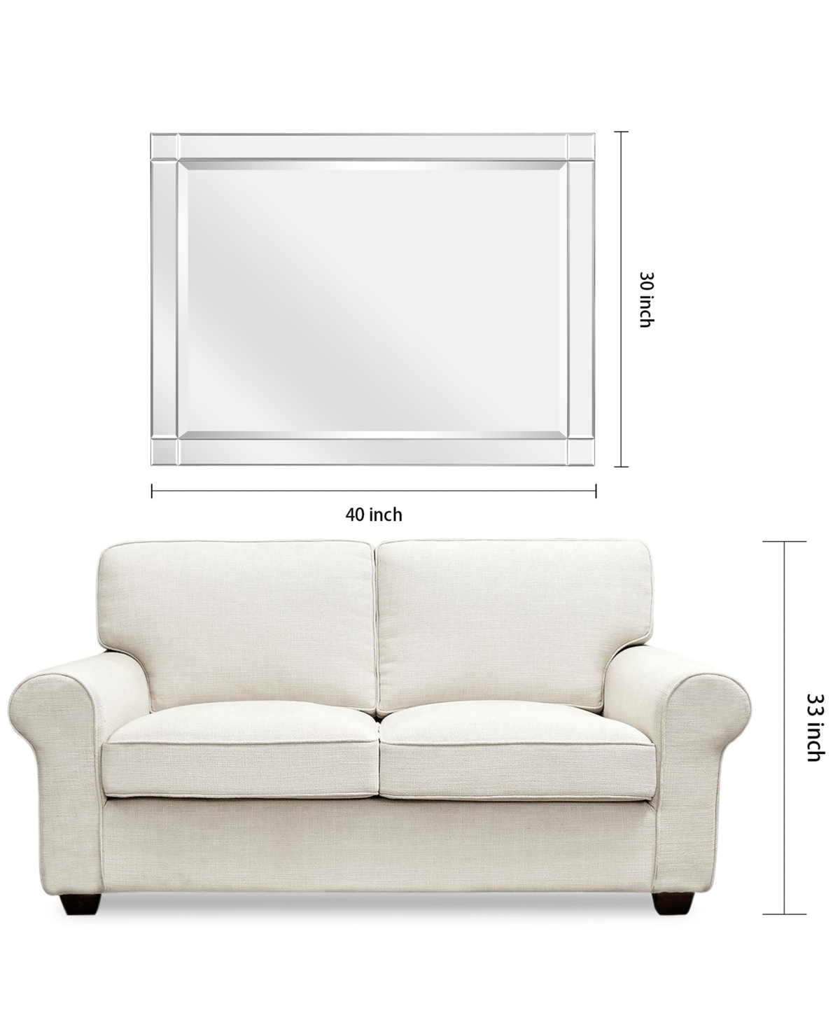 Empire Art Direct Moderno Squared Corner Beveled Rectangle Wall Mirror, 1.18