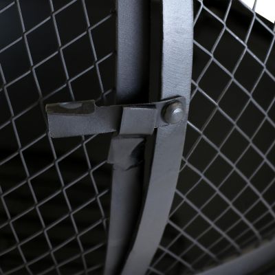 Outdoor Backyard Patio Steel Wood-Burning Fire Pit Chiminea with Rain Cap and Mesh Sides - 66" - Black