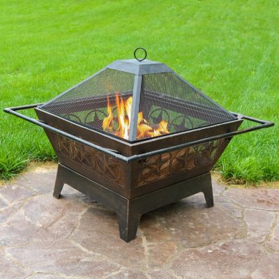 Outdoor Camping or Backyard Steel Northern Galaxy Fire Pit with Cooking Grill Grate, Spark Screen, and Log Poker - 32"