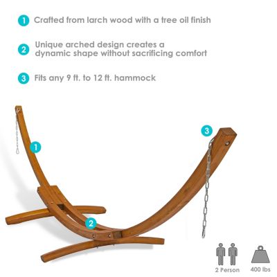 Heavy-Duty Two-Person Curved Larch Wood Hammock Stand Only