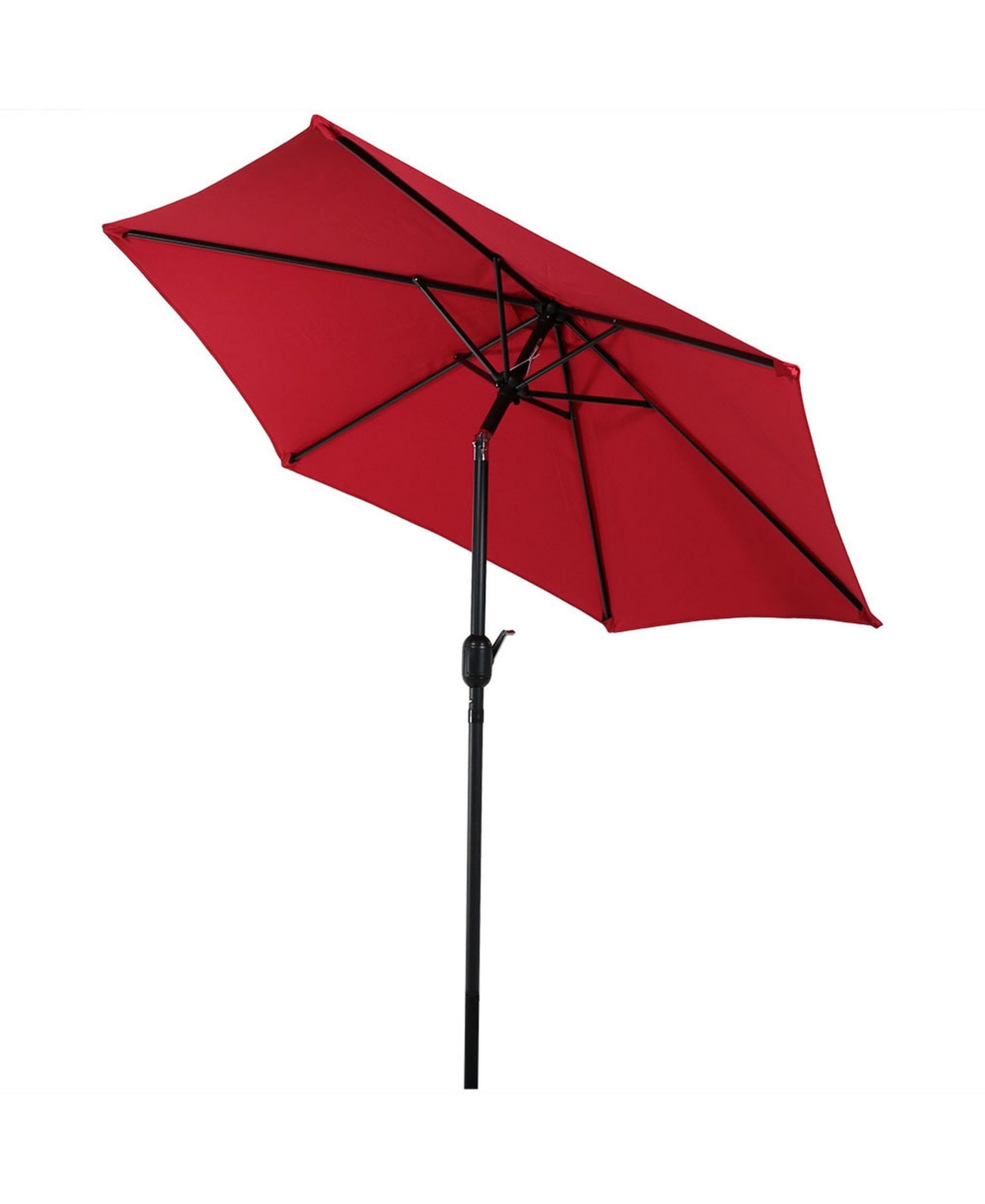 7.5 ft Outdoor Patio Umbrella - Polyester Table Market Umbrella with Push-Button Tilt and Crank - 8 Sturdy Ribs - Red - Blue
