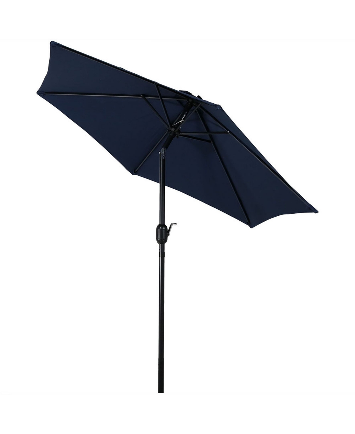 7.5 ft Outdoor Patio Umbrella - Polyester Table Market Umbrella with Push-Button Tilt and Crank - 8 Sturdy Ribs - Red - Blue