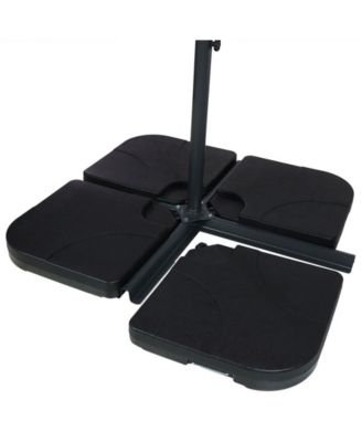 4-Piece Cantilever Umbrella Base Plates Set -For Cross-Style Bases - Fill with Sand or Water - Black