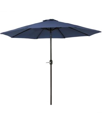 Outdoor Aluminum Patio Umbrella with Fade-Resistant Canopy and Auto Tilt and Crank - 9' - Navy Blue