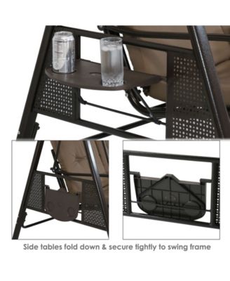 Sunnydaze Decor Outdoor Porch Swing 2-Person Patio Seater Loveseat with Adjustable Canopy