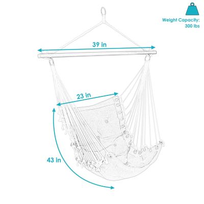 Large Tufted Victorian Hammock Chair Swing for Backyard and Patio - 300 lb Weight Capacity