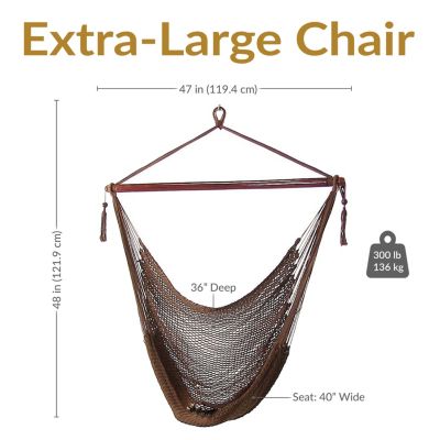 Caribbean Style Extra Large Hanging Rope Hammock Chair Swing for Backyard and Patio