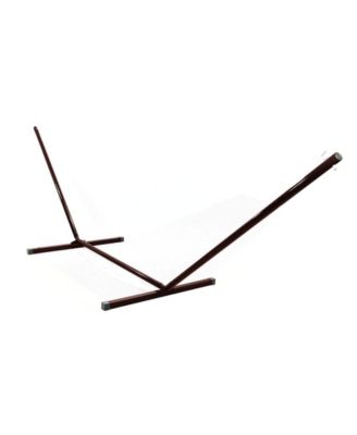 Outdoor 2-Person Double Cotton Rope Hammock with Wood Spreader Bar and 15ft Black Steel Stand