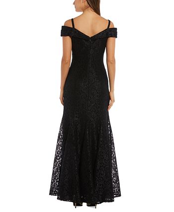 R & M Richards Off-The-Shoulder Petite Lace Gown & Reviews - Dresses ...