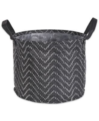 Polyethylene Coated Woven Paper Laundry Bin Tribal Chevron Round Small Set of 2