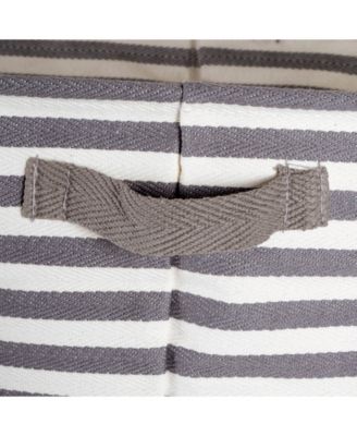 Polyethylene Coated Herringbone Woven Cotton Laundry Bin Stripe Rectangle Set of 3