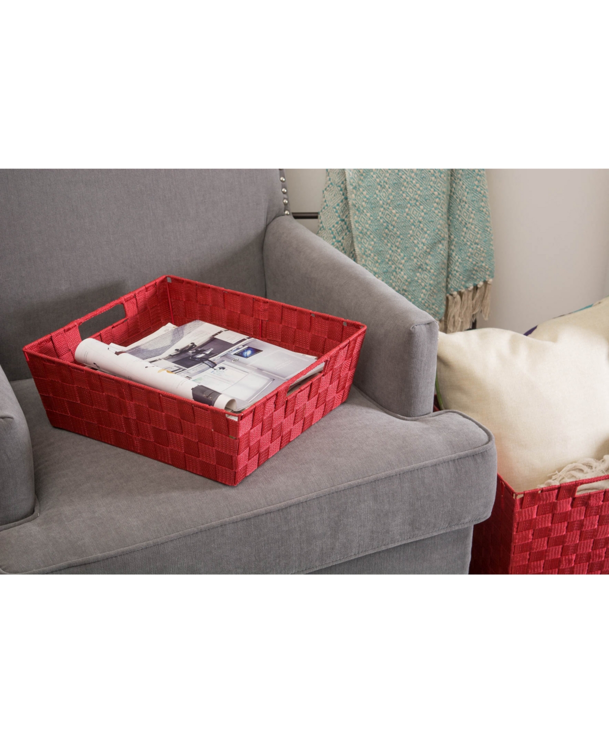 Design Imports Nylon Bin Basketweave Trapezoid Set of 2