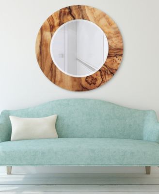 Forest Round Beveled Wall Mirror on Free Floating Reverse Printed Tempered Art Glass, 36" x 36" x 0.4"