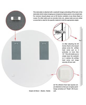 Gold Charm Round Beveled Wall Mirror on Free Floating Reverse Printed Tempered Art Glass, 36" x 36" x 0.4"