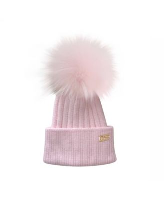 baby pink bobble hat